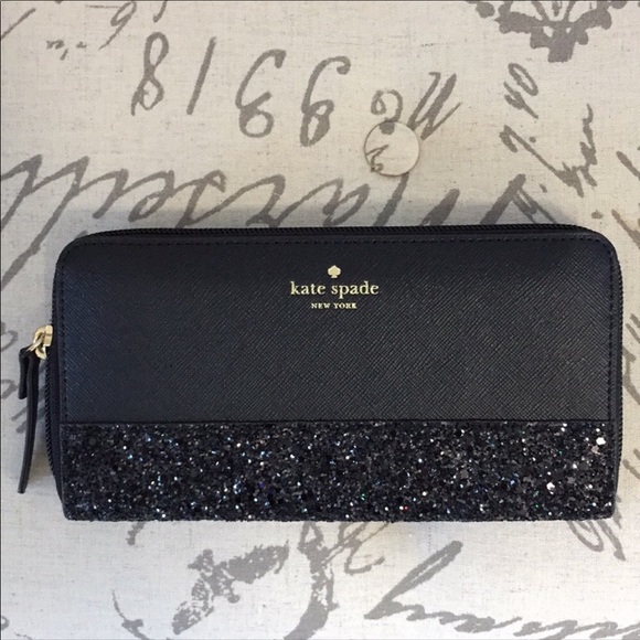 Kate spade glitter wallet - black or gray only NEW - Picture 2 of 7